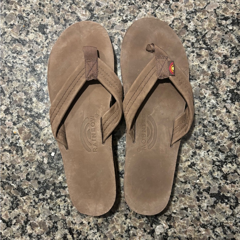Brown Rainbow Flip Flops